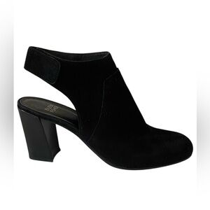 Eileen Fisher Black Suede Closed Toe Block Heel Slingback Shoes | 8